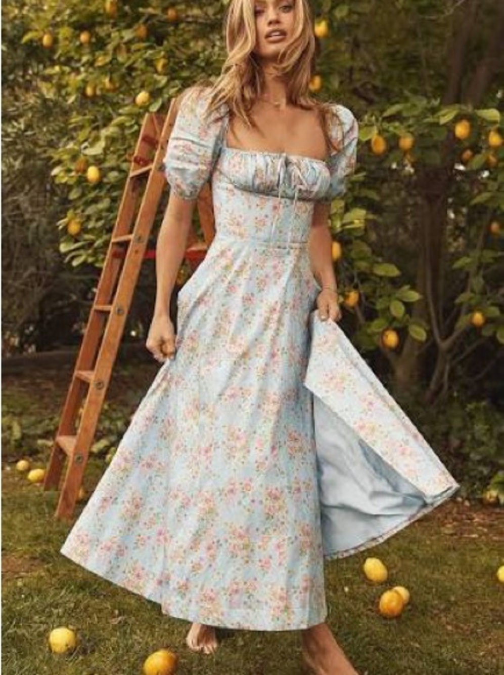 House of CB Light Blue Floral Tallulah Dress - Picture 7 of 8